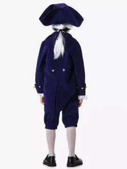Ensemble de costumes de vacances rétro pour enfants bleu foncé avec pantalon et chapeau
