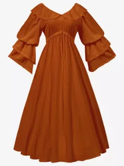 Ensemble de costumes rétro médiévaux pour femmes en polyester à volants Marie Antoinette