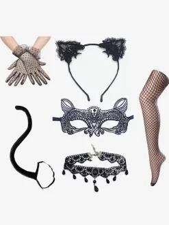 Ensemble de déguisement sexy Accessoires Masque pour les yeux pour femmes fête en dentelle noire