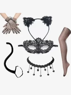 Ensemble de déguisement sexy Accessoires Masque pour les yeux pour femmes fête en dentelle noire