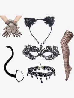 Ensemble de déguisement sexy Accessoires Masque pour les yeux pour femmes fête en dentelle noire