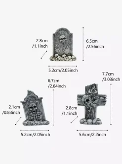 Ensemble de mini-trios de pierres tombales pour décoration d'Halloween en résine