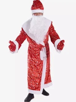 Ensemble De Noël Manteau À Barbe Rouge Chapeau Costumes De Vacances De Noël