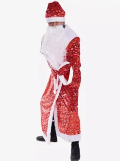 Ensemble De Noël Manteau À Barbe Rouge Chapeau Costumes De Vacances De Noël