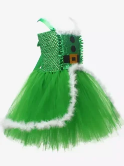 Ensemble de Noël pour fille Robe rouge Cape Chapeau Polyester Costumes de vacances de Noël