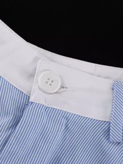 Ensemble deux pièces à rayures bleues style streetwear chic bretelles en dentelle jupe sans manches