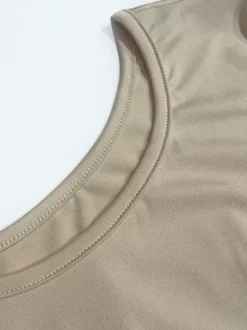 Ensemble deux pièces abricot décontracté quotidien : haut à manches courtes et col rond lacé pantalon