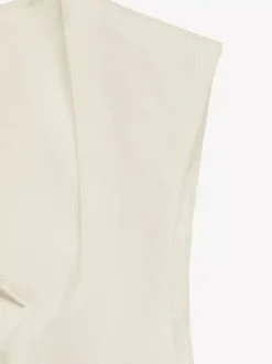 Ensemble deux pièces abricot chic à col bijou et jupe sans manches