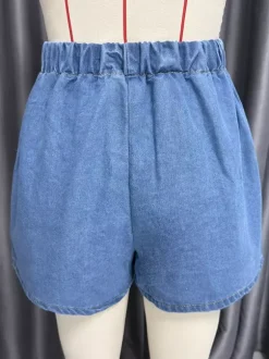 Ensemble deux pièces en denim pour femme - Haut sans manches bleu décontracté à nouer sur le devant et short assorti - Tenues streetwear d'été 2026