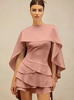 Ensemble deux pièces en satin abricot élégant manteau et jupe
