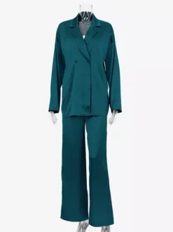 Ensemble deux pièces en satin pour femme blazer et pantalon collection printemps 2026