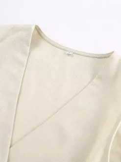 Ensemble deux pièces kaki décontracté au quotidien pantalon sans manches à col en V