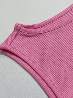 Ensemble deux pièces noir sexy décontracté pour tous les jours jupe sans manches à col rond