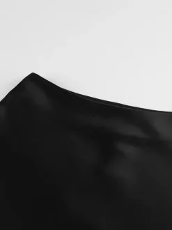 Ensemble deux pièces noir décontracté chic en dentelle jupe sans manches