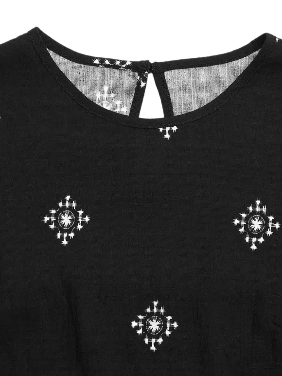 Ensemble deux pièces pantalon noir décontracté en viscose à col rond sans manches