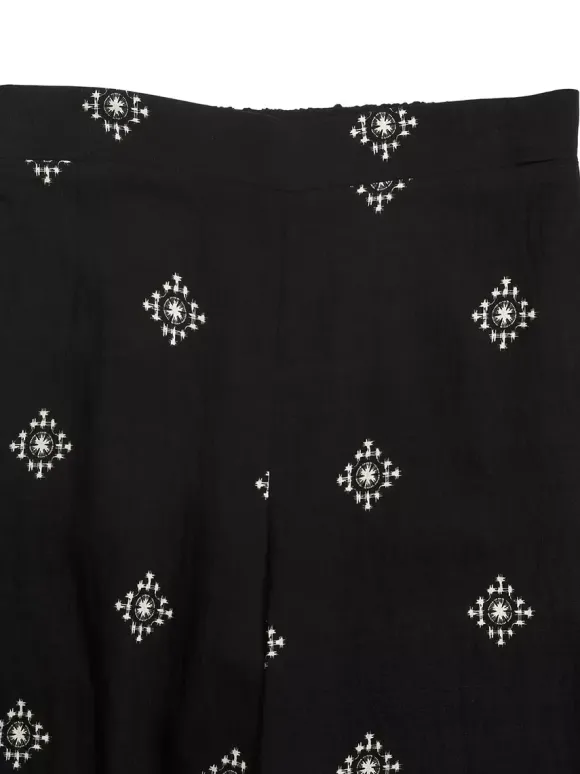 Ensemble deux pièces pantalon noir décontracté en viscose à col rond sans manches