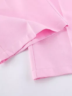 Ensemble deux pièces rose chic décontracté au quotidien avec col rabattu et pantalon sans manches