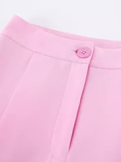 Ensemble deux pièces rose chic décontracté au quotidien avec col rabattu et pantalon sans manches