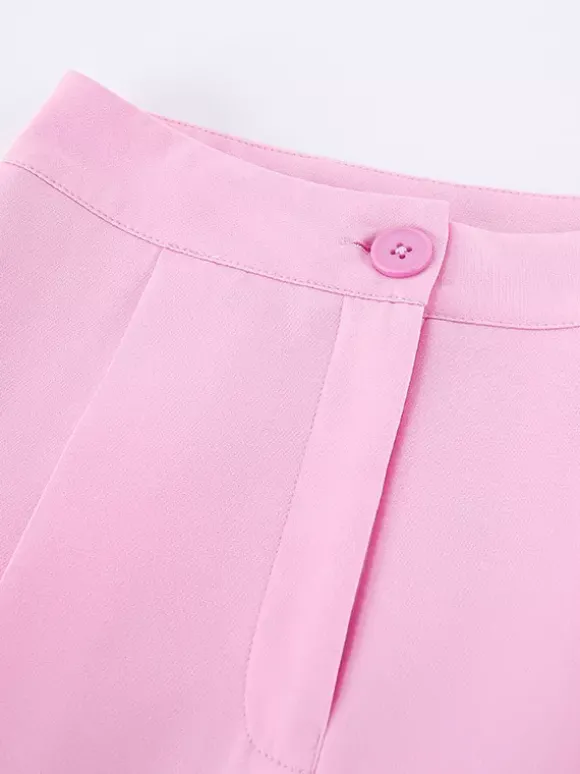 Ensemble deux pièces rose chic décontracté au quotidien avec col rabattu et pantalon sans manches