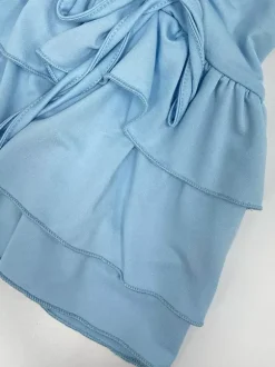 Ensemble deux pièces rose décontracté à volants et jupe sans manches à col bénitier
