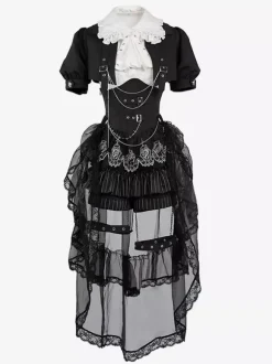 Ensemble gothique Ouji Lolita 3 pièces chemise blanche sans manches veste sur mesure et pantalon court costume de style victorien britannique