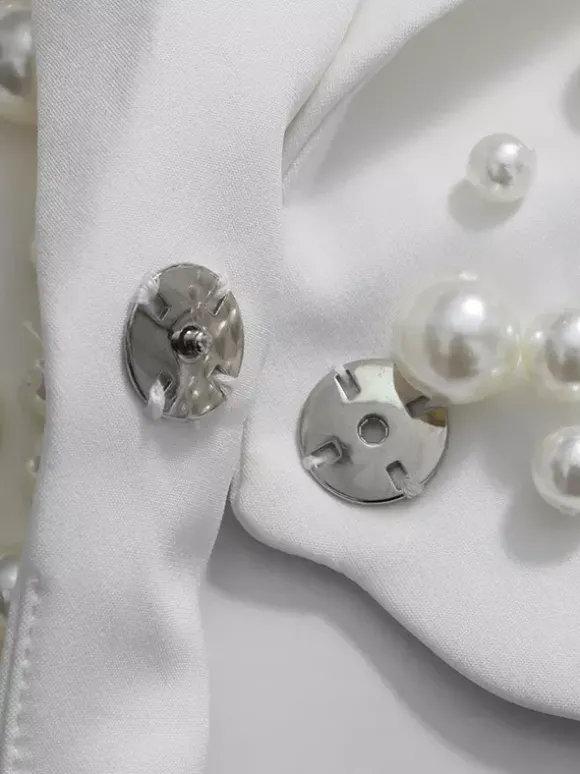 Ensemble jupe et blazer orné de perles pour femme - Ensemble deux pièces sexy asymétrique à découpes - Idéal pour une soirée printanière 2026