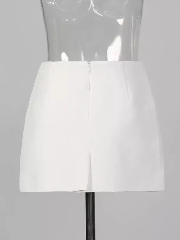 Ensemble jupe et blazer orné de perles pour femme - Ensemble deux pièces sexy asymétrique à découpes - Idéal pour une soirée printanière 2026
