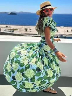 Ensemble maillot de bain une pièce à volants et jupe longue à imprimé floral épaules dénudées 2026