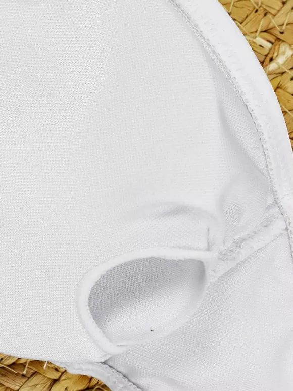 Ensemble maillot de bain et cache-maillot blanc sexy en dentelle à 艙illets jupe longue sans manches et soutien-gorge dos nageur.