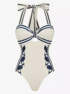 Ensemble maillot de bain deux tons sexy à lacets et dos nu avec cache-maillots et paréos.