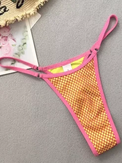 Ensemble maillot de bain en maille bikini de couleur contrastée et mini-jupe cache-maillot pour la plage 2026