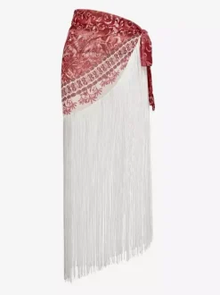 Ensemble maillot de bain et paréo rouge sexy à lacets dos nu imprimé floral bretelles et décolleté.