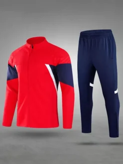 Ensemble Maillot De Football Respirant Homme Manches Longues Flocage Personnalisé Bleu