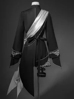 Ensemble Ouji Lolita Gothique Noir à Manches Longues Haut et Pantalon de Chevalier