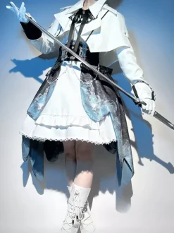 Ensemble Prince Lolita robe sans manches cape à manches longues et jupe à traîne amovible ensemble trois pièces élégant costume de chevalier Ouji Lolita
