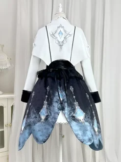 Ensemble Prince Lolita robe sans manches cape à manches longues et jupe à traîne amovible ensemble trois pièces élégant costume de chevalier Ouji Lolita