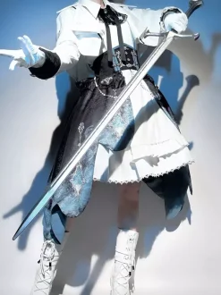 Ensemble Prince Lolita robe sans manches cape à manches longues et jupe à traîne amovible ensemble trois pièces élégant costume de chevalier Ouji Lolita