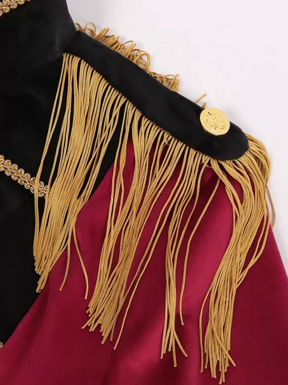 Ensemble rouge vintage élégant en polyester à manches longues costumes rétro pour homme Bourgogne