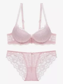 Ensemble Soutien-Gorge Culotte 2 Pièces En Dentelle Chic Classique Femme