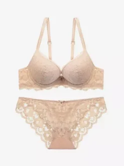 Ensemble Soutien-Gorge Culotte 2 Pièces En Dentelle Chic Classique Femme
