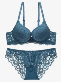 Ensemble Soutien-Gorge Culotte 2 Pièces En Dentelle Chic Classique Femme