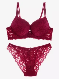 Ensemble Soutien-Gorge Culotte 2 Pièces En Dentelle Chic Classique Femme