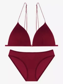 Ensemble soutien-gorge et culotte bordeaux découpés deux pièces
