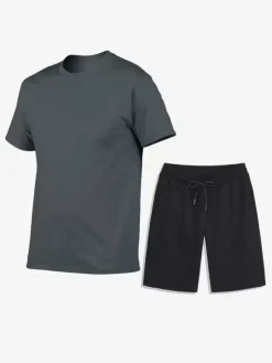 Ensemble Sport Décontracté T-Shirt Manches Courtes Short Confortable Homme