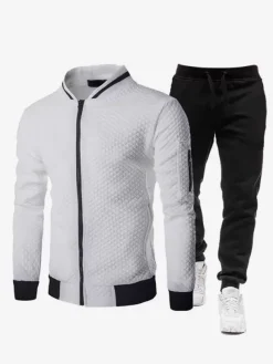 Ensemble Sport Veste À Zipper Pantalon Entraînement Confortable Homme