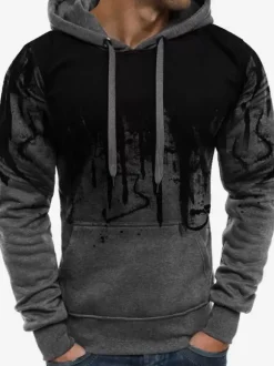 Ensemble Sweat À Capuche Sport Hommes Noir Rouge Décontracté Pantalon
