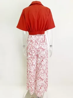 Ensemble Tailleur Pantalon Pour Femme Femme Imprimé Pantalons Longues Bicolores Bas Evasée