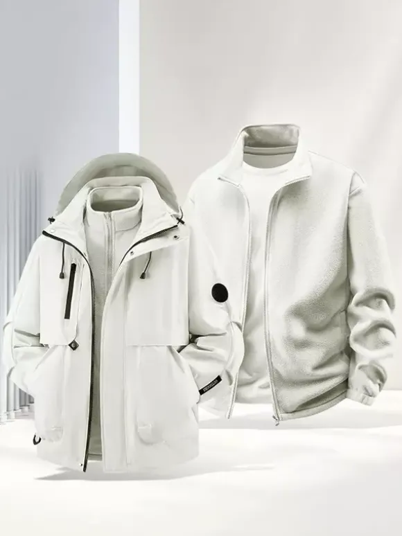 Ensemble veste et pantalon d'extérieur pour homme coupe-vent et imperméable avec capuche amovible 2 pièces