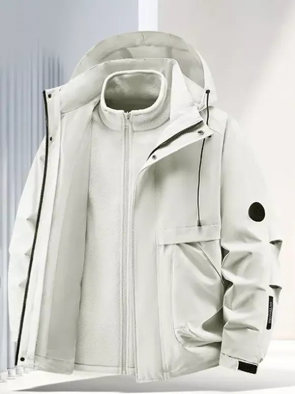 Ensemble veste et pantalon d'extérieur pour homme coupe-vent et imperméable avec capuche amovible 2 pièces