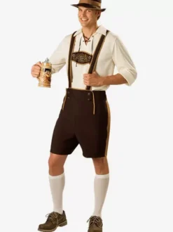 Ensemble Vintage marron café boutons rétro manches longues haut en Polyester Costumes rétro pour hommes